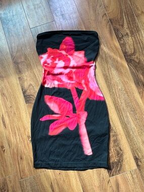 Khy x Loannes Black Peony Mini Tube Dress
